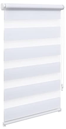 OBdeco Doppelrollo Duo Rollo Klemmfix ohne Bohren B120cm x H130cm(Stoffbreite 116 cm) Weiß für Fenster lichtdurchlässig und verdunkelnd