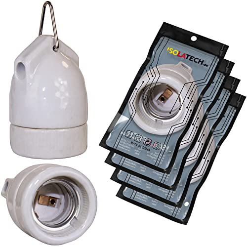 ISOLATECH 4pcs E27 ceramica presa appesa con occhiello in metallo LED lampadine a risparmio energetico (max.250V/4A) lampadine per la casa cucina frigorifero installazione resistente al calore
