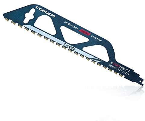 Reciprocating Saw blades, Carbide reciprocating Saw Blades, Aerated Concrete Saw Blades, Professional Saw Blades for Red Brick and Stone Cutting Compatible with Bosch Dewalt Makita (305mm (S2243HM))