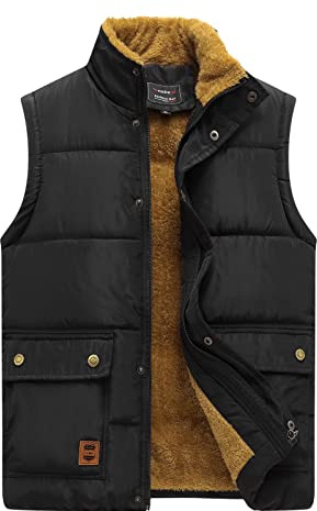 WOXIHUAN Gilet Invernale da Uomo Foderato Caldo in Pile Smanicato Piumino Caldo Invernale Gilet Imbottito Trapuntato Antivento Giacca Senza Maniche Con Cappuccio Giubbotto da Lavoro