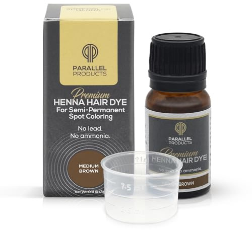 Parallel Products Spot Color Henna Kit - Henna Hair Dye - 3 grams - Tint for Professional Spot Coloring - With Mixing Dish - Covers Grey Hair - Root Touch Up (Medium Brown)