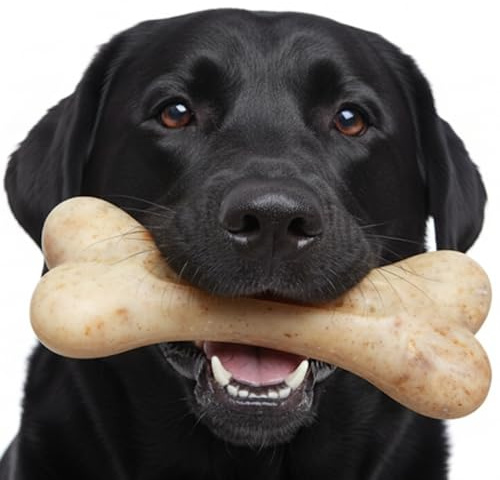 Fuzzl Large Seriously Tough Tasty Bone Beef Infused 18cm Nylon Dog Chew Toy - Infused Beef Bone Tough Dog Toys for Extreme Chewers Dog Bone Long Lasting for Aggressive Chewers Strong Dog Toy