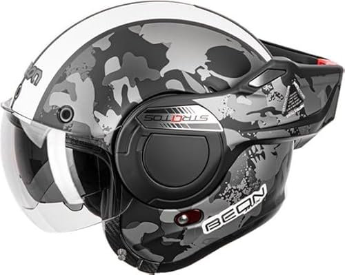 BEON Stratos – Sportlicher Fighterjet-Systemhelm – ECE 22.06 zugelassen, Rollerhelm, Motorradhelm, Helm für Motorrad, Roller, Moped, Mofa