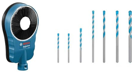 Bosch Professional GDE 162 dust Extraction System (All Drilling Tools with max. 162 mm Drilling Diameter) + 7 pc, Expert CYL - 9 Multi Construction Drill Bit Set (for Concrete, 5-10 mm, Accessories)