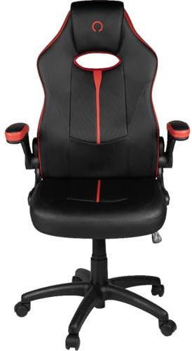 Konix Chaise de Bureau Gaming Omega - Inclinaison siège 15° - Revêtement Simili Cuir PVC - Noir et Rouge