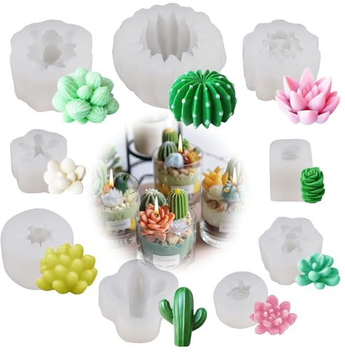 9 Pezzi Stampi in Silicone per Candele, Stampi in Silicone per Piante Grass