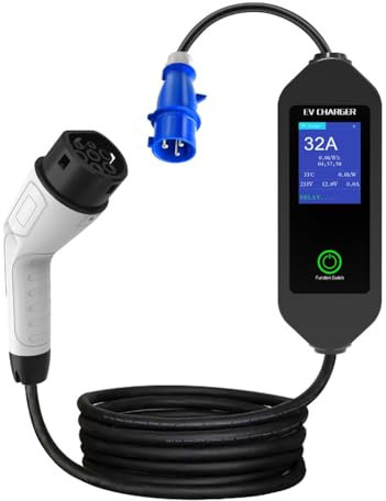 Muyilanc Station Mobile de Recharge pour Voitures Électriques 7KW 32A Monophasée avec Câble de Charge, WiFi et Bluetooth