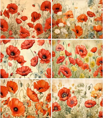Carta di riso Poppy Meadow, 21 x 27 cm – Carta per decoupage con design per mobili, media mista, biglietti e artigianato, decoupage di CRAFT KREATIVELY