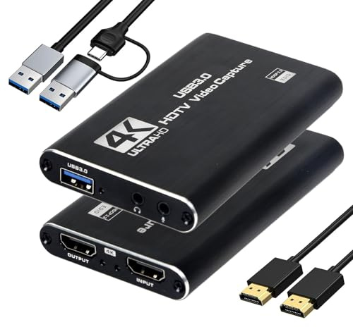 Tarjeta de captura HDMI 4K para transmisión y juegos, dispositivo de captura de audio y video USB 3.0 1080P 60FPS, baja latencia, HDMI Loop Out, tarjeta de captura para PS5, Xbox, Nintendo Switch, PC