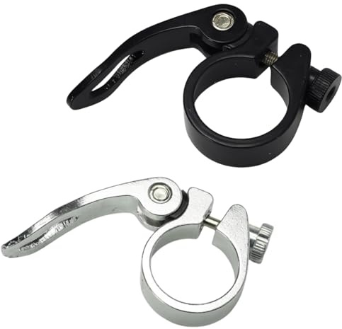 KIRZAX 2 Stück Fahrrad Sattelklemme mit, schnellspanner fahrrad, sattelhalter, Schnellspanner,schnellspanner sattelstütze, Sattelstutzklemme aus Aluminium