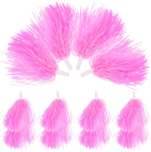 Healeved Pompon da Cheerleading in Plastica 12 Pezzi Rosa Lucido, Accessori per Tifo Sportivo e Coreografie di Squadra, Pompon Esultanti Riutilizzabili per Eventi e attività di