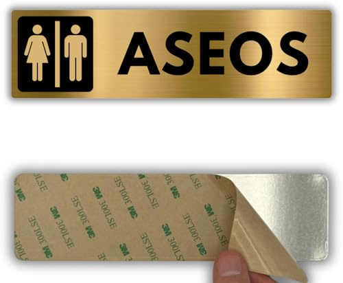 LEIASA | Señal Aseos Mixtos - 5x18 cm - Aluminio - Baño Unisex Compartido
