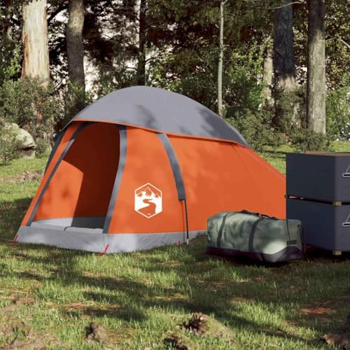 LoogCape Cúpula Tienda de campaña para 1 persona, gris y naranja, impermeable, poliéster 185T, revestimiento de poliuretano, tienda con cabina de varillas, fácil de transportar para camping