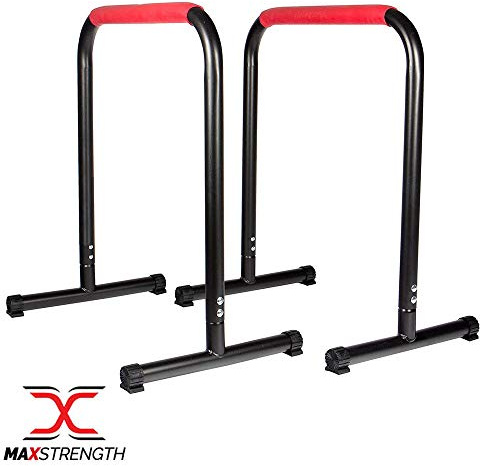 MAXSTRENGTH Parallel Bars Dip Station – Adjustable Dip Bars for Home Gym, Push Up Bars & Calisthenics Equipment for Upper Body Strength Training Indoor Fitness