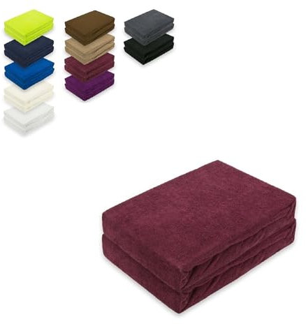 EXKLUSIV HEIMTEXTIL Frottee Spannbettlaken Doppelpack 90-100 x 200 cm Bordeaux