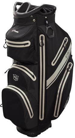 Bolsa de Golf Wilson, Bolsa W/S Exo Dry Cart, Bolsa Trolley para hasta 14 Palos, Accesorios de Golf para Hombres y Mujeres, Negro/Negro/Plata