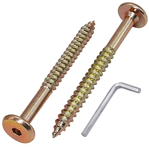 SKIR'CO (40 Stück) Gelb verzinkte Holz-Verbindungsschrauben 6,5 x 70 mm, Möbel-Verbindungsschrauben, Flachkopf