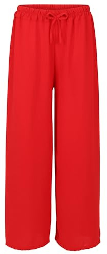 Malito – Damculotte-byxor – palazzobyxor för sommaren – onesize sommarbyxor för strand och vardag – trendiga marlenebyxor 2305 (storlek: 34–42), röd, 34/42 SE