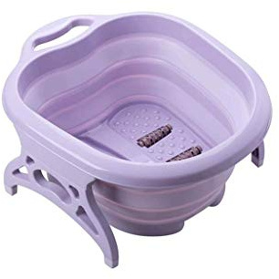 Bañera grande para remojo de pies, balde para pies, pediluvio, bañera para pies.Cubo plegable de plástico/goma para remojar los pies y aplicar removedor de callos o usar piedra pómez (verde) (color: