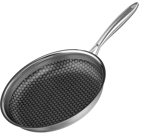 RIOVARM 20 cm Acciaio inossidabile Padella Induzione Antiaderente Padella Wok Lavabile in lavastoviglie Sicura per il forno Padelle e padelle universali per tutti i tipi di fornelli Padelle Omelette