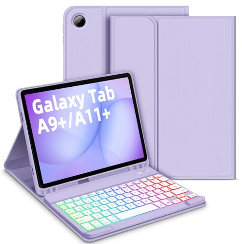 Bettdow Tastiera Custodia per Samsung Galaxy Tab A9+ 2023/A11+ 2025 11, Layout Italiano Tastiera Retroilluminata Staccabile e Cover per Tab A9 Plus/A11 Plus 11 SM-X210/X215/X216/X230/X236, Viola