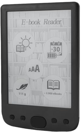 Lector de Libros Electrónicos, Lector de 6 Pulgadas con Pantalla de 800 X 600, 512 MB, Portátil y Amigable con los Ojos con Estuche Protectora de 2500 MAh, para Niños, Adultos, (16GB)