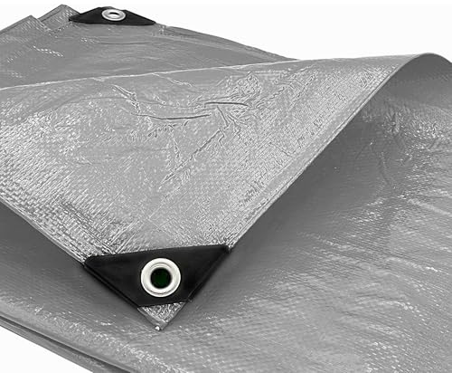SKIR'CO Telone grigio 4 x 4 m, impermeabile, 110 g/m², con occhielli, telo protettivo per auto, telone multiuso