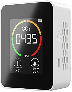 Détecteur De Gaz, Multifonctionnel LCD affichage numérique Portable dioxyde de carbone mètre température et humidité testeur analyseur de surveillance de la qualité de l'air(blanc)