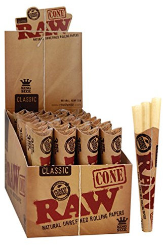 RAW Cones Classic vorgerollte Joints ungebleicht Cone King Size 45 Cones (15 Packungen)