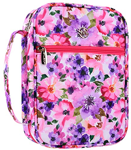 G-LEAF Bible Cover Case/Book Cover, Bible Case for Women Girls, Bible Cover Bags Floral Pattern With Handle Fits for Standard Size Bible, 9.5x6.7x2.5 In