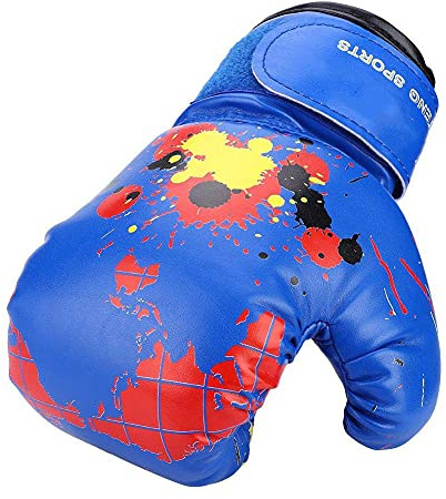 Bnineteenteam Kid's Boxing Gloves, Children Cartoon PU Leather Boxing Gloves Beginners Sparring Training Gloves Aged 2-11Years Old(Blue) Children's Sports Equipment Children's Movement