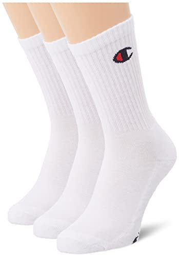 Champion Mixte Socks Basics 3pk Crew Protège-Bas & Socquettes, Blanc/Blanc, 39-42 EU