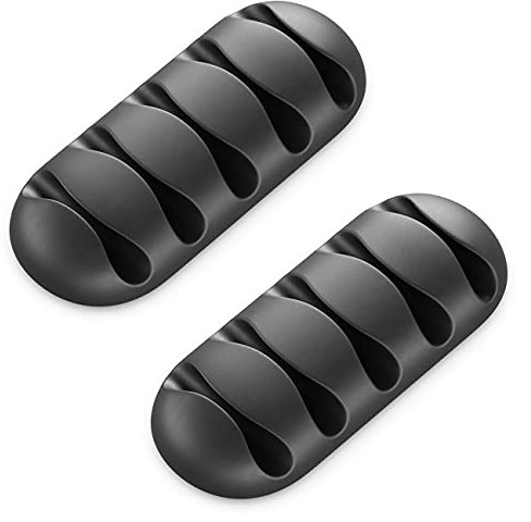 deleyCON 2x Supports de Câbles Clips de Câbles Chacun pour 5 Câbles Gestion des Câbles Organisateur pour la Maison Bureau Bande Adhésive Robuste Noir