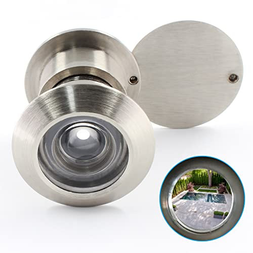 Cionyce Mirilla de seguridad para puerta, visor de puerta de 200 grados, mirillas grandes con cubierta de privacidad resistente para puertas de 1.9 a 2.56 pulgadas, agujeros de mirilla de níquel