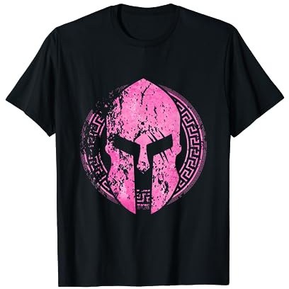 Casco Gladiatore Sparta Symbol Spartan Girl Rosa Palestra Maglietta