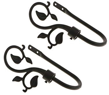 2 pezzi a forma di U in metallo foglia tenda gancio finestra drappeggio cravatta gancio nero