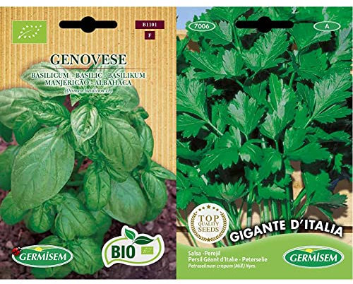 Germisem Bio Graines Basilic GENOVESE & graines Persil Géant d'Italie