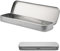 Tabanzhe Mini Portable Metal Pen Holder Stationery Pencil Box Makeup Brush Organiser, Silver Slim Pen Case, Compact Rectangular Hinged Case for Art Supplies, School and Travel, Home Organiser