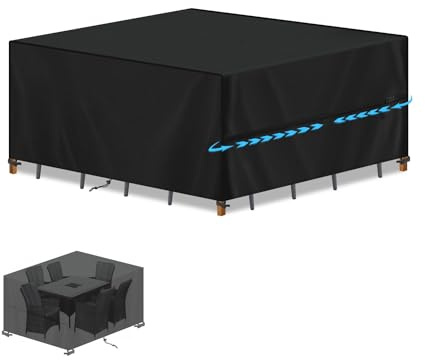 SIMPHAUS Funda Muebles Jardin Funda Mesa Exterior Impermeable 150x120x90cm