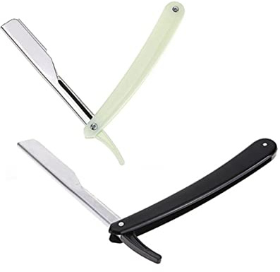 SOESFOUFU Rasoir Droit pour Hommes en Métal Protection Portable, pour Salon de Coiffure et Voyage, Compatible Poils Fins et Pattes