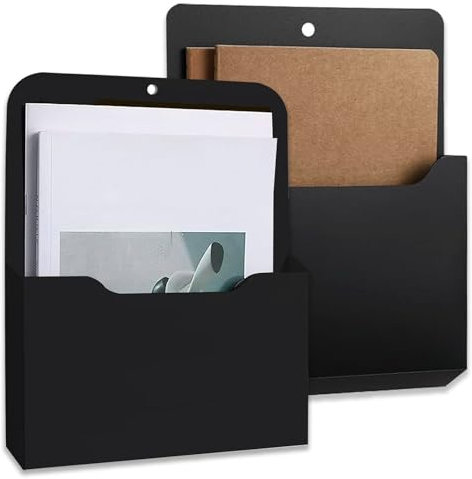 Magnetischer Aktenhalter, 2 Stücke Magnetischer Papierhalter Dokumentenhalter, A4 Papiere Briefhalter, Magnet, Organizer, Magnetisch Zeitungshalter Wand, für Whiteboards, Kühlschrank, Schwarz