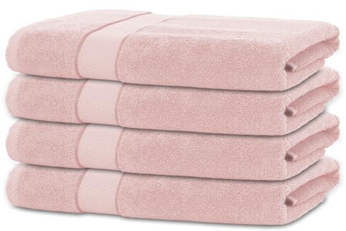 BANANALU 4 Handtücher Set 50x100cm 100% Baumwolle Gästehandtücher Handtuch Rosa