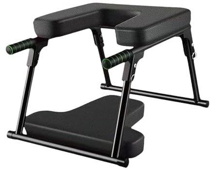 Baoblaze Banc de Casque de Yoga, Chaise d'inversion, Coussinets en PU pour la Maison, équipement de Gymnastique, entraînement Multifonctionnel, Tabouret de, Noir avec Passe-Partout