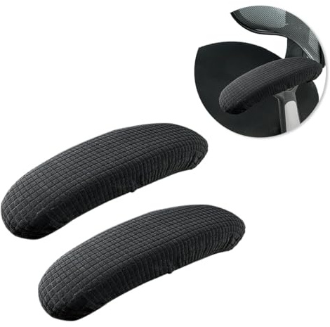 WeddHuis 2 unidades de fundas para reposabrazos de silla de oficina,alivia las molestias del codo,2 protectoras elásticas de poliéster,funda reposabrazos silla oficina (longitud de 40 cm) (negro)
