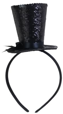 Bohue Black Top Hat Headband Fascinator Tea Party Headpiece Steam Punk Top Hat Circus Tea Party Headband Halloween Dress Up Costume Accessory for Women Gril