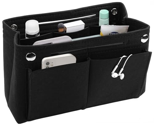 Jortmrd Organisateur de Sac à Main 30x10x20cm, Sac à Main Organiseur avec plusieurs compartiments, Facile à transporter, il convient à tous les types de bagages et de sacs à main (Noir)