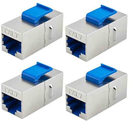 4 st Cat7 RJ45-adapter 10 Gbps, RJ45-skarv för Ethernet-kabel, Cat7-kontakt, Ethernet-adapter med hög hastighet, RJ-45-kontakt kompatibel med Gigabit-nätverk, förlängning och enkel skarvning