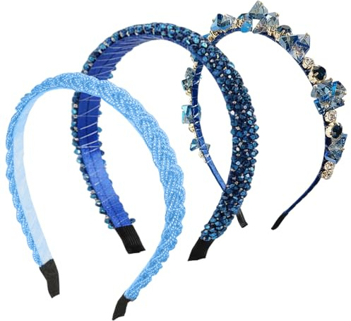 Vxcbad 3 cerchietti per capelli Dirndl per costume tradizionale bavarese, con cristalli e brillantini, da donna, in metallo, per matrimonio, comunione, rosa (biologico, taglia unica)