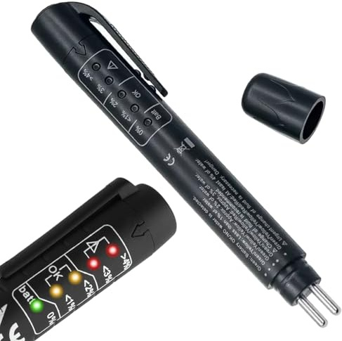 Testeur de liquide de frein - Stylo de test électronique pour huile, liquide de refroidissement, appareil de mesure de la teneur en eau avec affichage LCD | Analyseur d'humidité précis pour moto