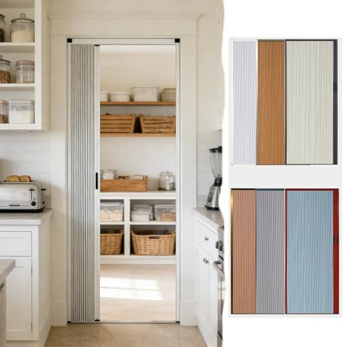 Puerta Corredera Plegable Puerta Plegable de Acordeón para Interior de Cocina a Medida con Cerradura, Puertas Plegables Que Ahorran Espacio y No Requieren Perforación para La Entrada del Baño